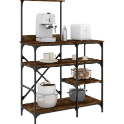 vidaXL Bakkersrek 90x40x132 cm bewerkt hout en metaal gerookt eiken