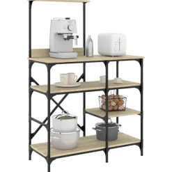 vidaXL Bakkersrek 90x40x132 cm bewerkt hout en metaal sonoma eiken