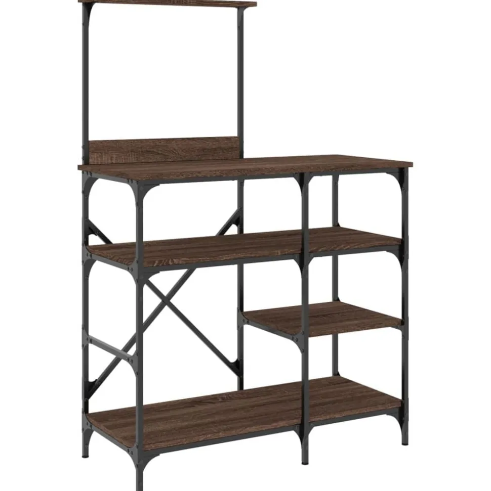 vidaXL Bakkersrek 90x40x132 cm bewerkt hout en metaal bruin eikenkleur
