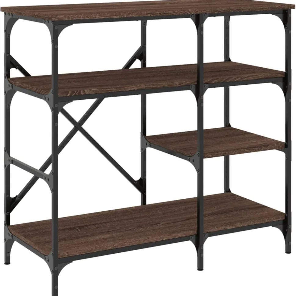 vidaXL Bakkersrek 90x40x84 cm bewerkt hout en metaal bruin eikenkleur