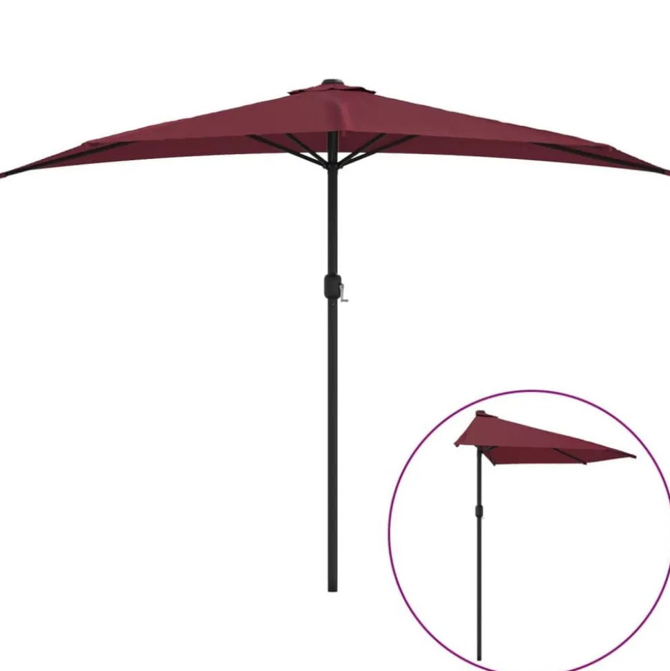vidaXL Balkonparasol half aluminium paal 300x155x223 cm bordeauxrood