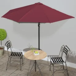 vidaXL Balkonparasol half aluminium paal 300x155x223 cm bordeauxrood