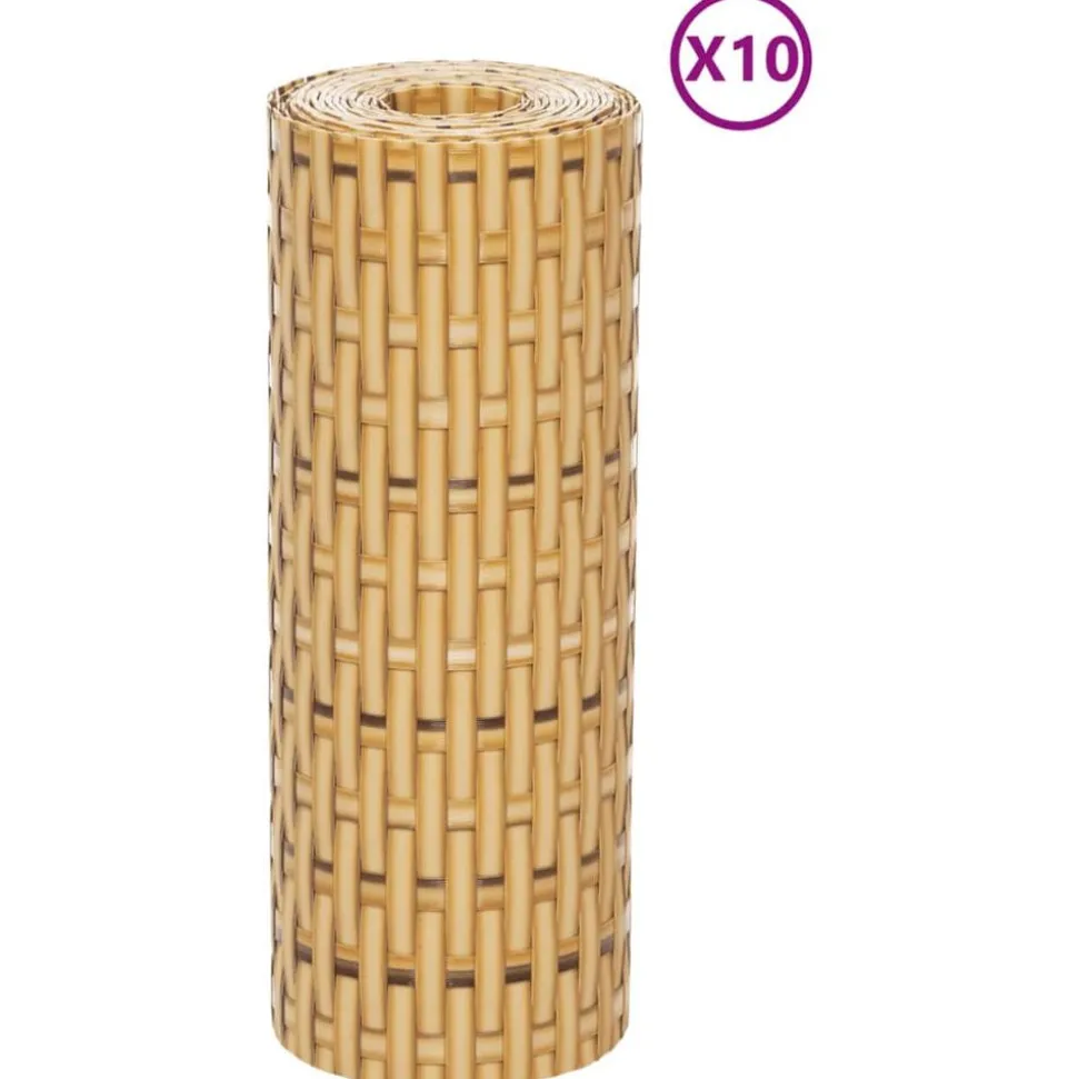 vidaXL Balkonschermen 10 st 255x19 cm poly rattan lichtbruin