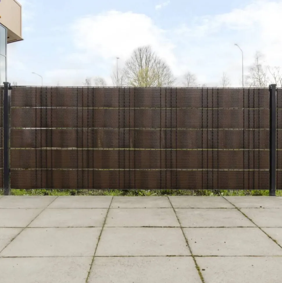 vidaXL Balkonschermen 10 st 255x19 cm poly rattan bruin en zwart