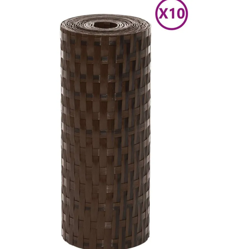 vidaXL Balkonschermen 10 st 255x19 cm poly rattan bruin en zwart