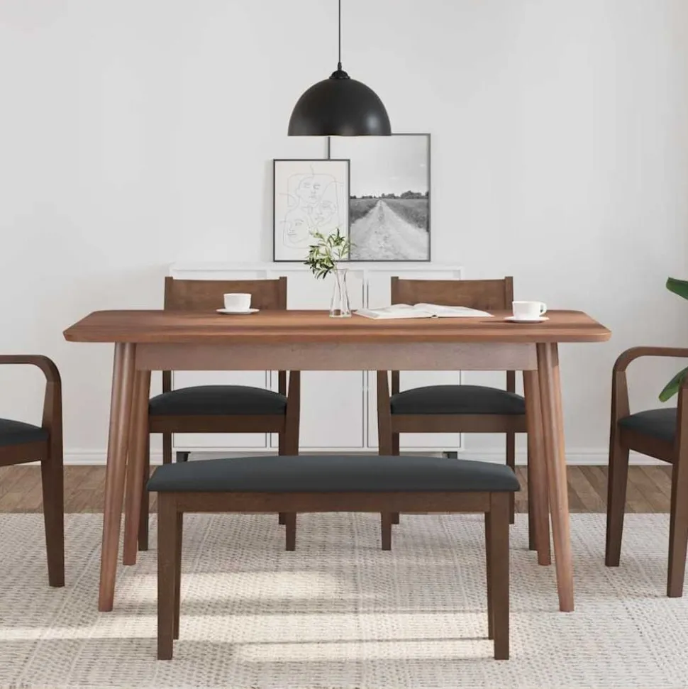 vidaXL Bank 90 cm massief hout rubber bruin