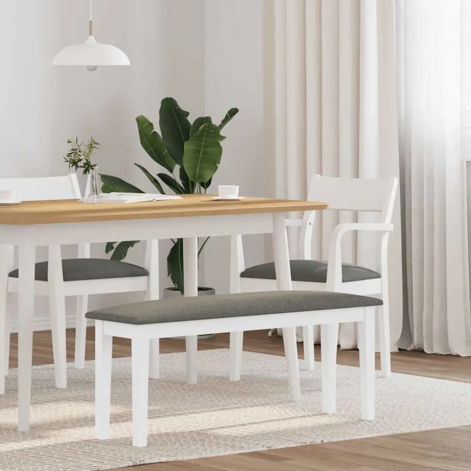 vidaXL Bank 110 cm massief hout wit rubber