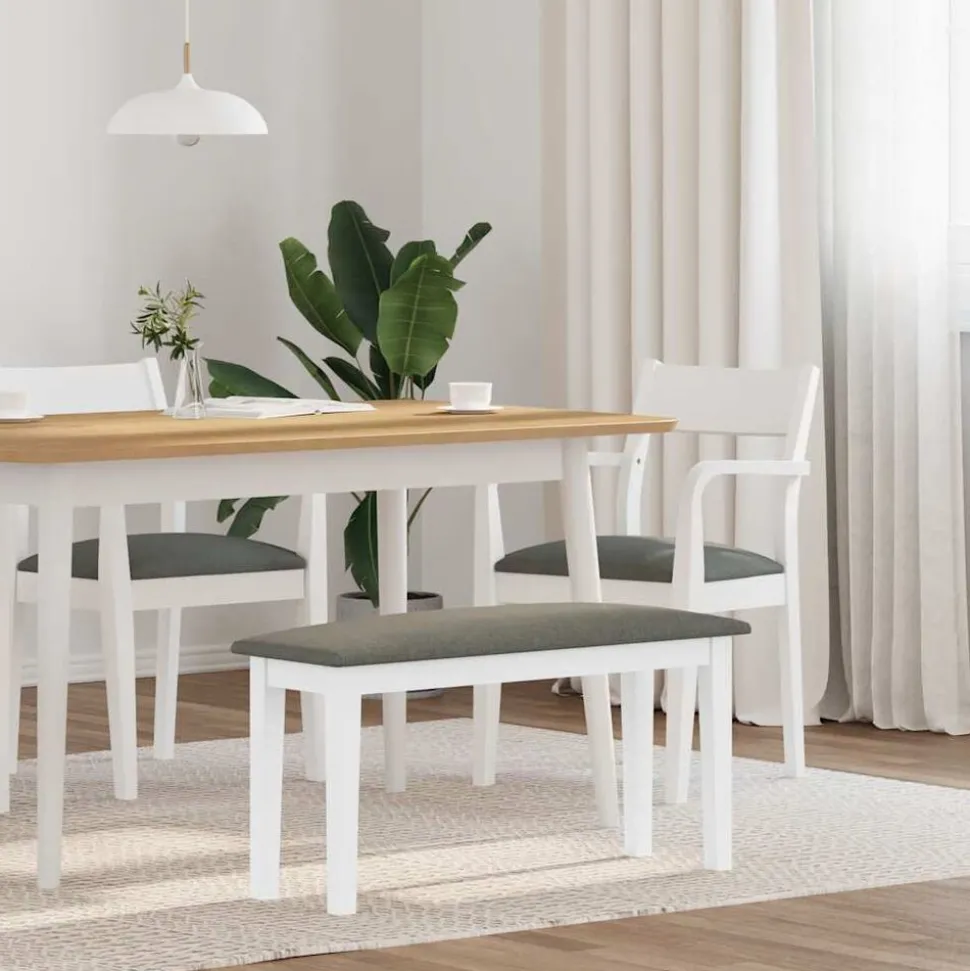 vidaXL Bank 90 cm massief hout rubber wit