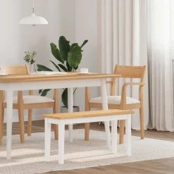 vidaXL Bank 90 cm massief hout rubber wit
