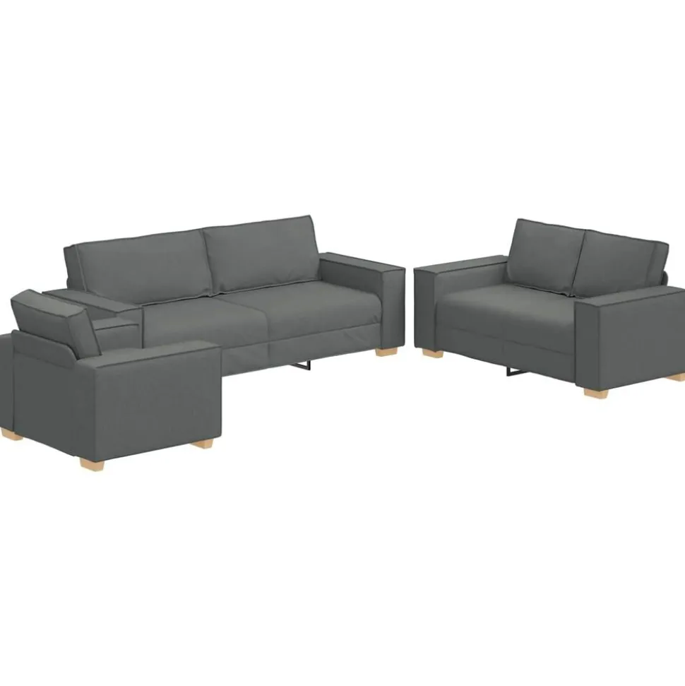 vidaXL Bank 3 pcs Donkergrijs 220 x 80 x 84 cm Linnen-mix stof