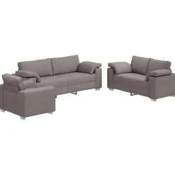 vidaXL Bank 3 pcs Taupe 219 x 80 x 82 cm Linnen-mix stof