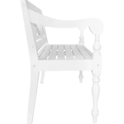 vidaXL Bank Batavia 98 cm massief mahoniehout wit
