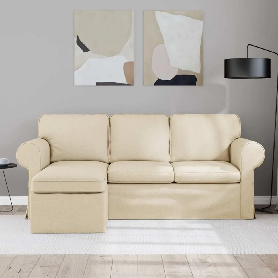vidaXL Bank Crème 195 x 138 x 80 cm Stof