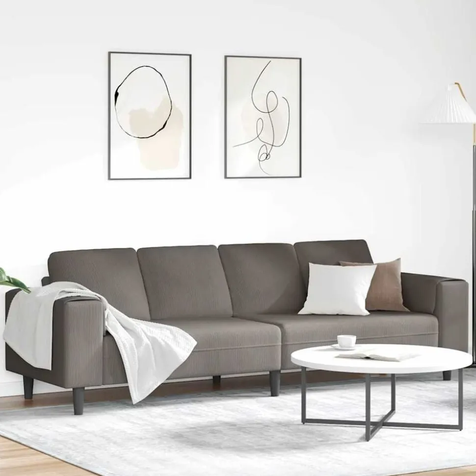 vidaXL Bank Lichtgrijs 250 x 77 x 76 cm Katoen Stof