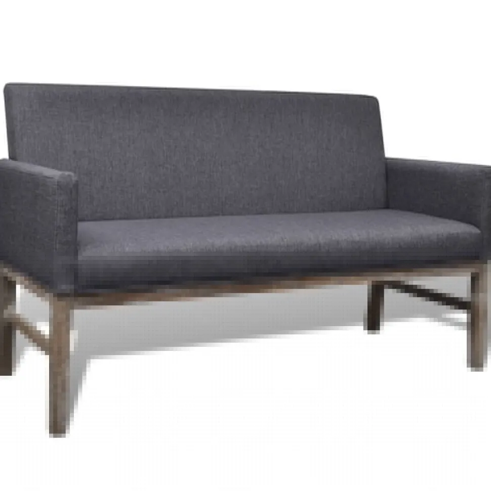 vidaXL Bank met gevoerde kussens stof rubberwood donkergrijs