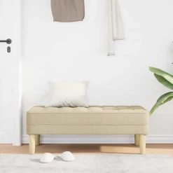 vidaXL Bank met kussen Crème 113 x 57 x 39 cm Stof