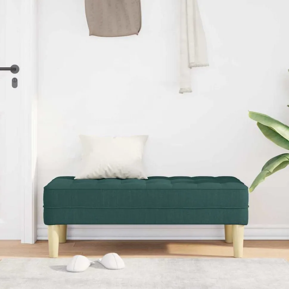 vidaXL Bank met kussen Donkergroen 113 x 57 x 39 cm Stof