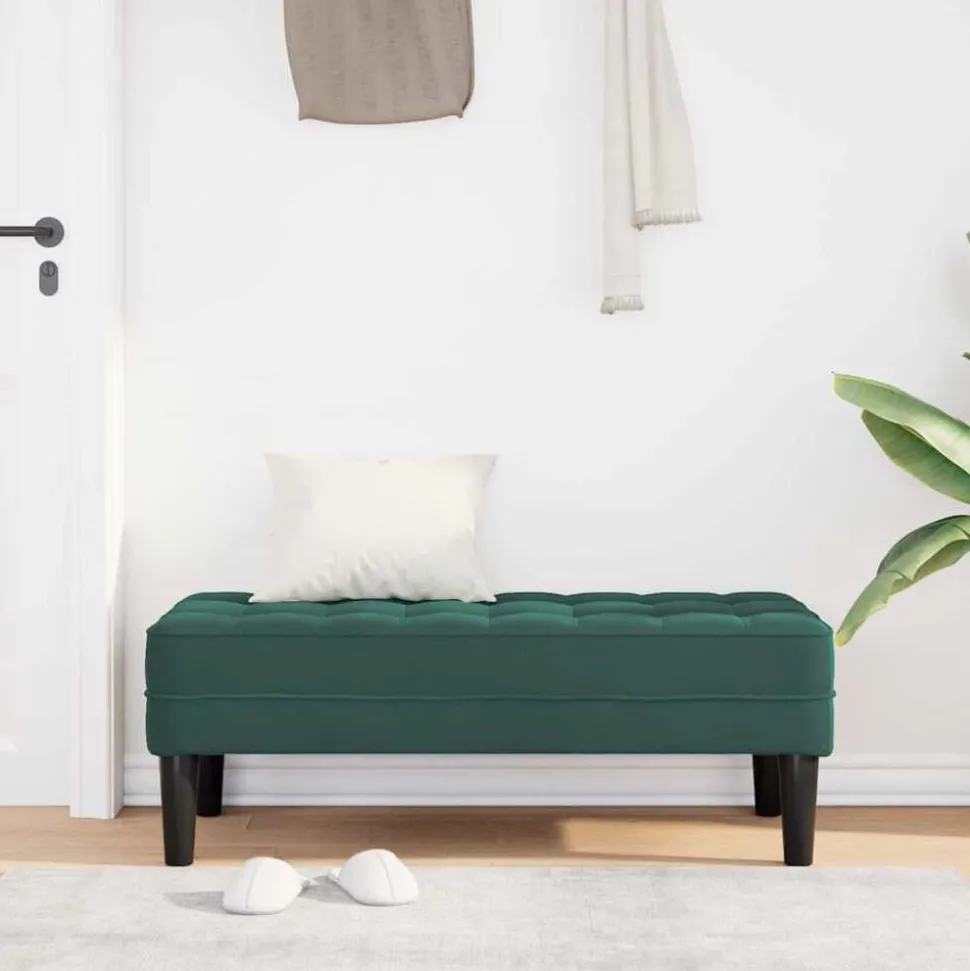 vidaXL Bank met kussen Donkergroen 113 x 57 x 39 cm Fluweel