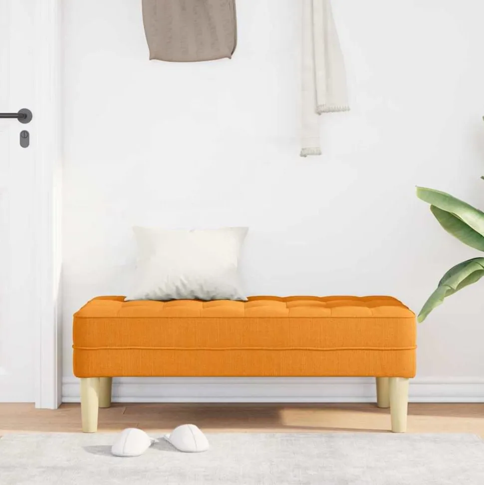 vidaXL Bank met kussen Donkergeel 113 x 57 x 39 cm Stof