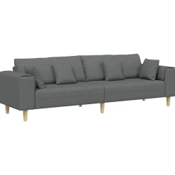 vidaXL Bank met kussen Donkergrijs 250 x 77 x 76 cm Stof