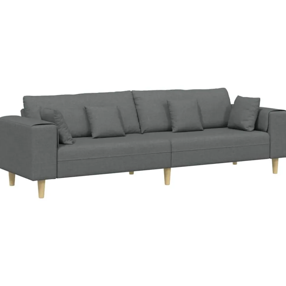 vidaXL Bank met kussen Donkergrijs 250 x 77 x 76 cm Stof
