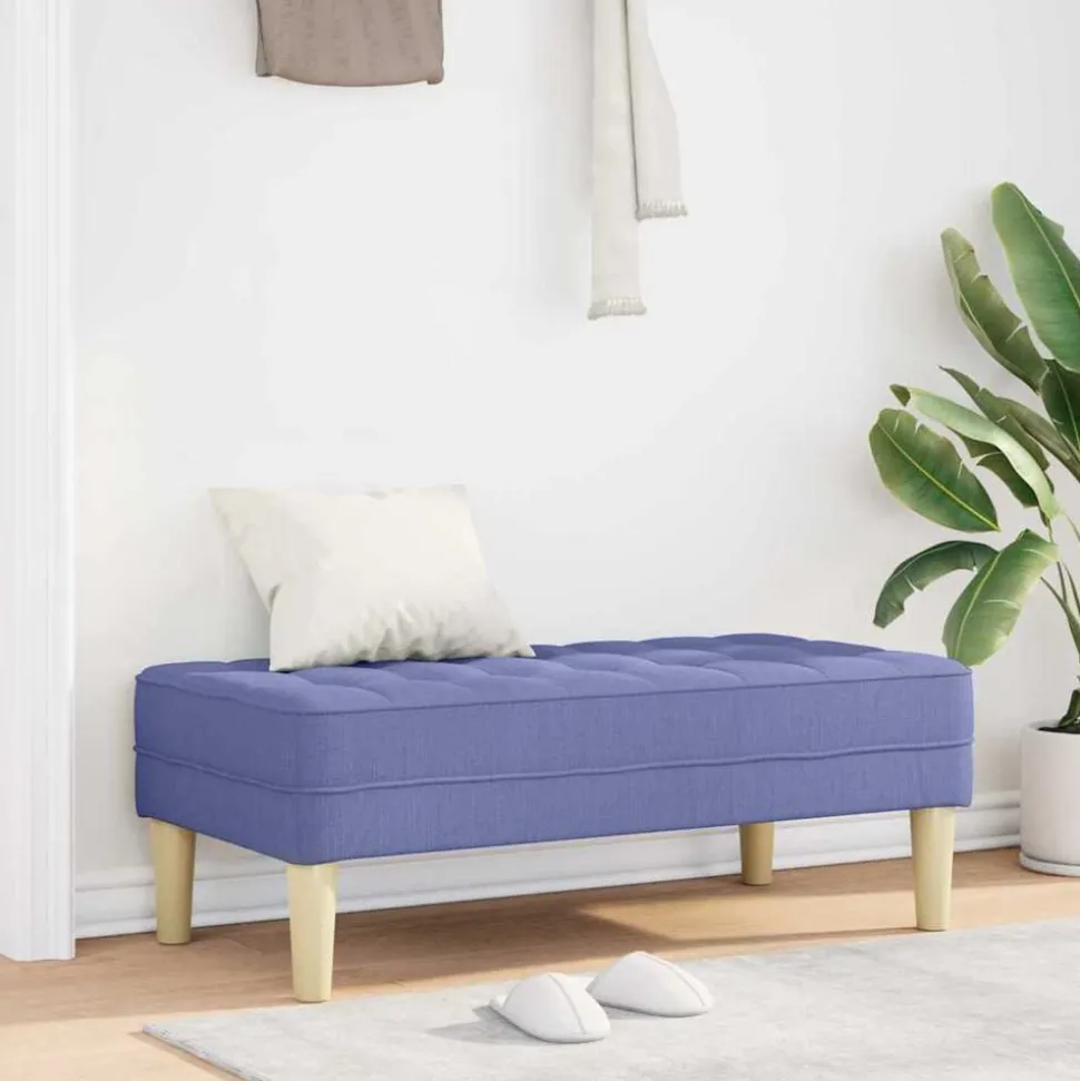 vidaXL Bank met kussen Jeans Blauw 113 x 57 x 39 cm Stof