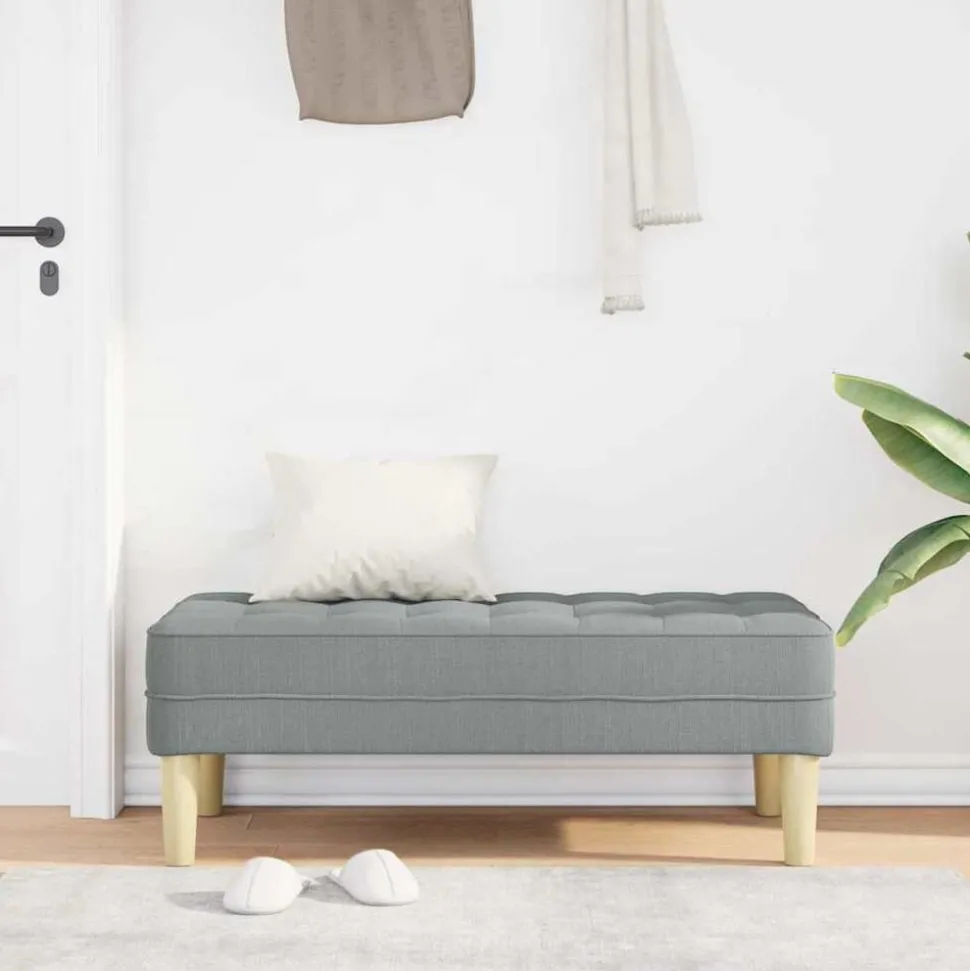 vidaXL Bank met kussen Lichtgrijs 113 x 57 x 39 cm Stof