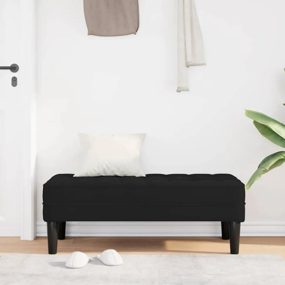 vidaXL Bank met kussen Zwart 113 x 57 x 39 cm Fluweel