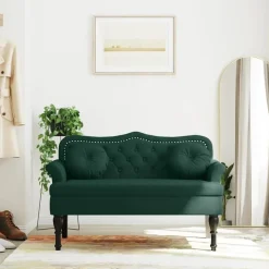 vidaXL Bank met kussens donkergroen 120,5x65x75 cm fluweel