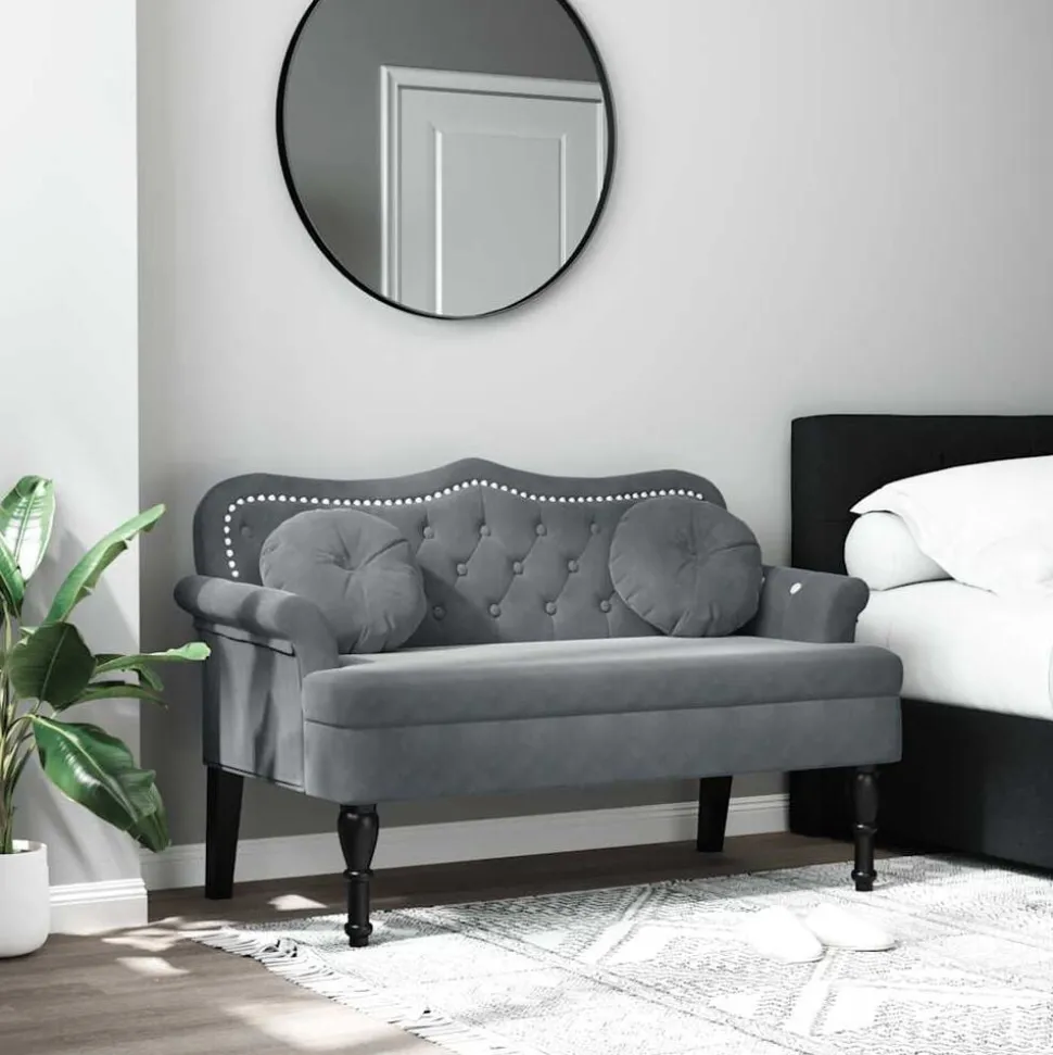 vidaXL Bank met kussens donkergrijs 120,5x65x75 cm fluweel