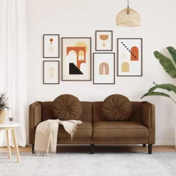 vidaXL Bank met kussens 2-zits kunstsuède bruin