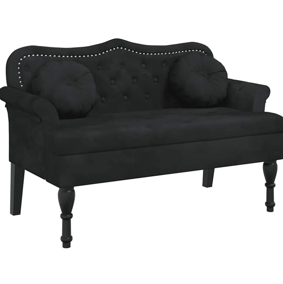 vidaXL Bank met kussens zwart 120,5x65x75 cm fluweel