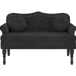 vidaXL Bank met kussens zwart 120,5x65x75 cm fluweel