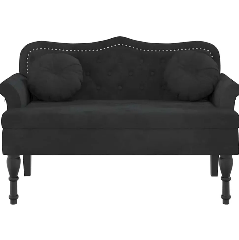 vidaXL Bank met kussens zwart 120,5x65x75 cm fluweel
