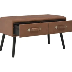 vidaXL Bank met lades 80 cm kunstleer donkerbruin