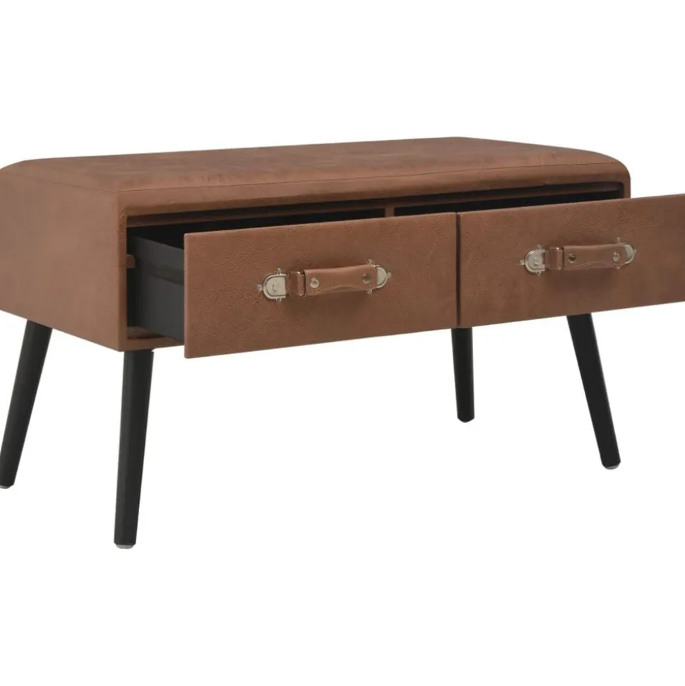 vidaXL Bank met lades 80 cm kunstleer donkerbruin