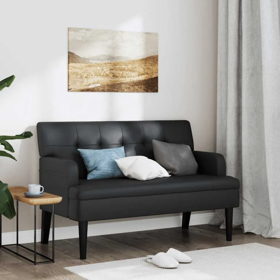 vidaXL Bank met rugleuning zwart 112x65,5x75 cm kunstleer