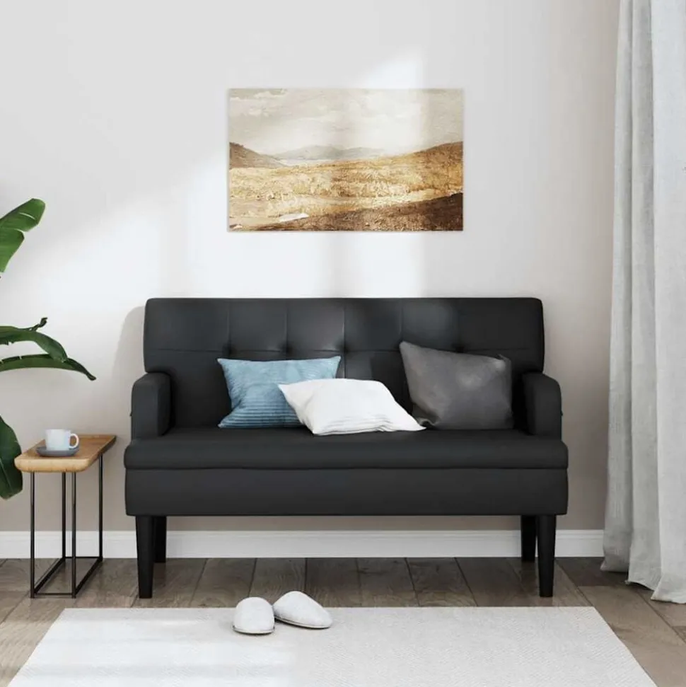 vidaXL Bank met rugleuning zwart 112x65,5x75 cm kunstleer