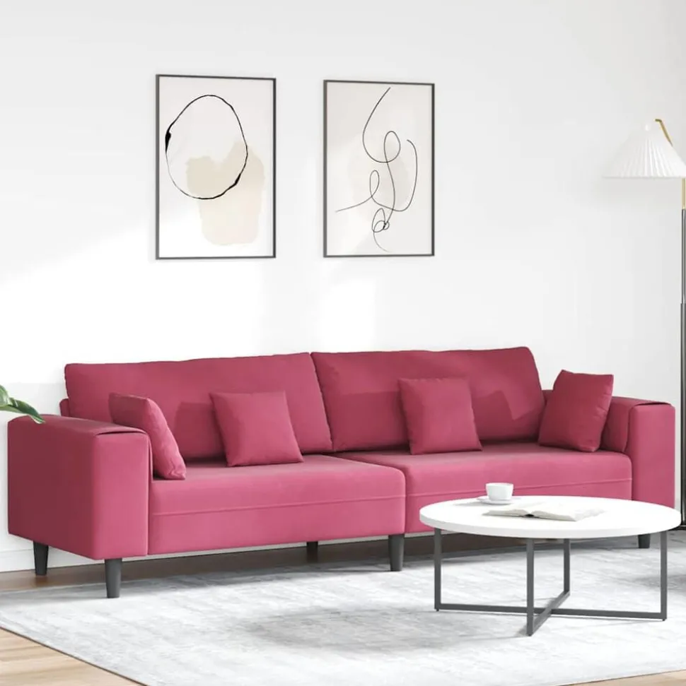 vidaXL Bank Wijnrood 250 x 77 x 76 cm Fluweel