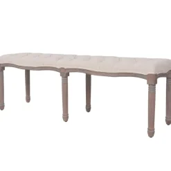 vidaXL Bank 150x40x48 cm linnen massief hout crèmewit