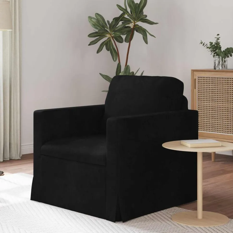 vidaXL Bank Zwart 78 x 78 x 80 cm Fluweel