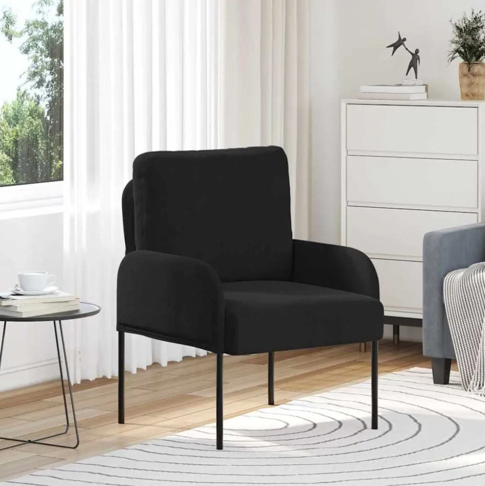 vidaXL Banken met kussen 55cm Zwart Multiplex