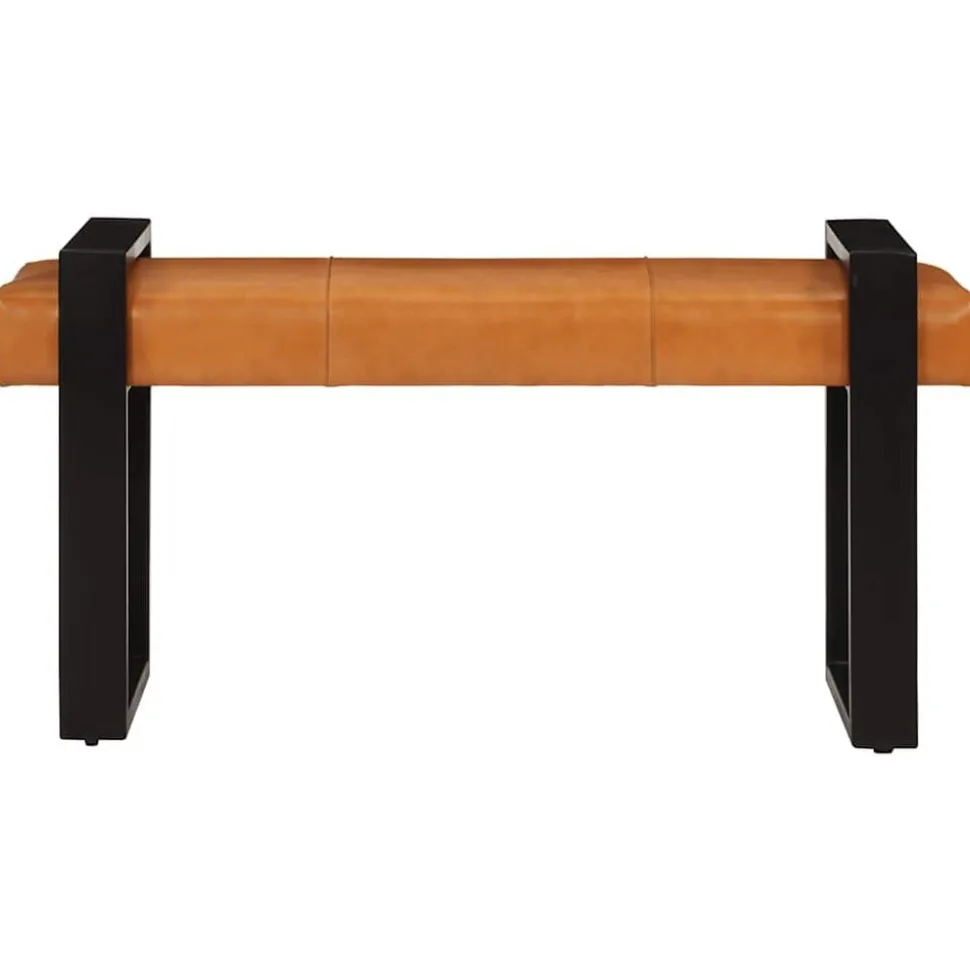 vidaXL Bankje 110 cm echt geitenleer zwart en bruin