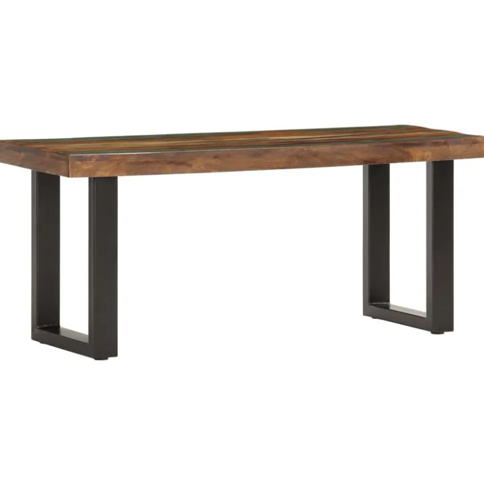 vidaXL Bankje 110 cm massief gerecycled hout en staal