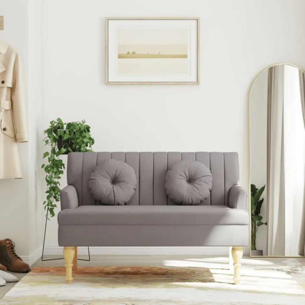 vidaXL Bankje met kussens 113x64,5x75,5 cm stof taupe