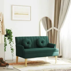 vidaXL Bankje met kussens 113x64,5x75,5 cm stof donkergroen