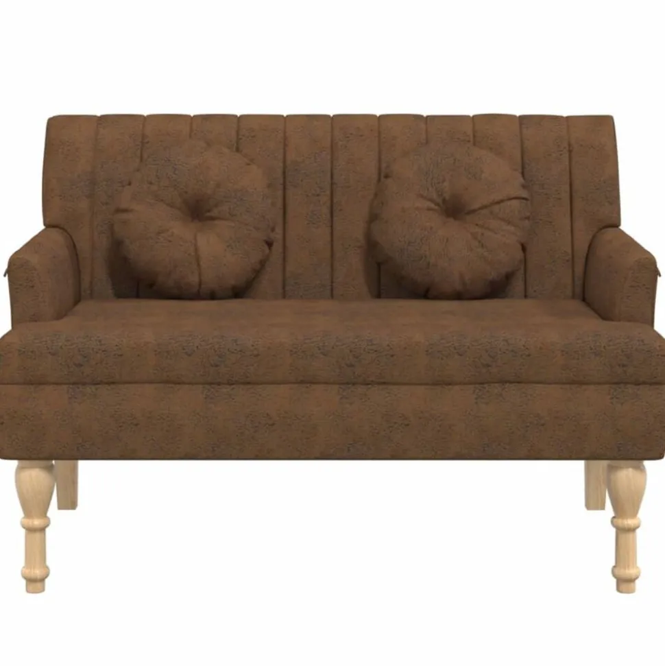 vidaXL Bankje met kussens 113x64,5x75,5 cm kunstsuèdeleer bruin