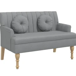 vidaXL Bankje met kussens 113x64,5x75,5 cm stof lichtgrijs