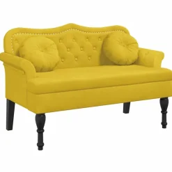 vidaXL Bankje met kussens 120,5x65x75 cm fluweel geel
