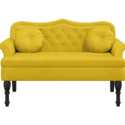 vidaXL Bankje met kussens 120,5x65x75 cm fluweel geel